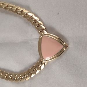 Trifari Pink Triangle Pendant Necklace. Vintage
